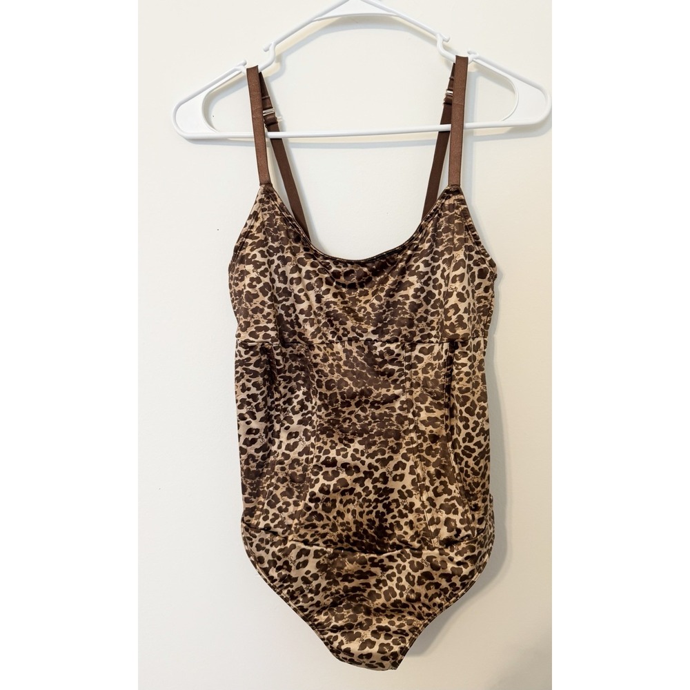 Sofia Vergara Shapewear Corset Thong Bodysuit Sculpting Leopard Print Size Large